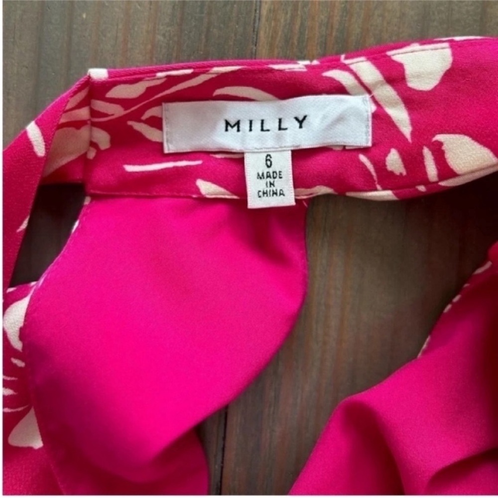 Milly Adrian Floral Paisley Halter Midi Dress Pink - Picture 7 of 8